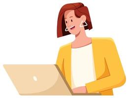 Businesswoman Working on Laptop vector