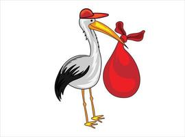 An image of a Stork Delivering Baby Bundle isolated on gray background vector