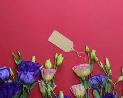 lowers Eustoma Lisianthus and empty paper tag photo