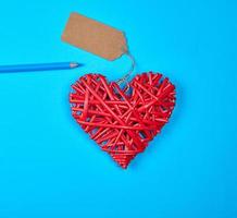 wooden wicker red heart photo