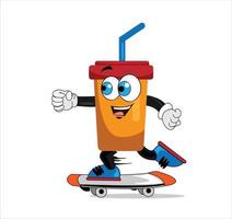 Fast food roller scating mascot cartoon vector