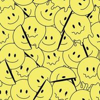 Funny smile dope faces seamless pattern. psychedelic surreal techno melt  smile background. Trippy faces, techno, melting smile face cartoon  background wallpaper concept art. Y2K aesthetic 8770278 Vector Art at  Vecteezy