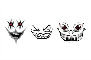 Set of scary face expression vector illustration