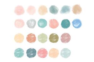 Set of Colorful Watercolor Hand Painted Round Shapes. Color watercolor circle dots set. Vector smear watercolour splash stain. Round pastel hand drawn watercolor background
