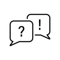 Exclamation Mark and Question Mark on Speech Bubble Line Icon. Information FAQ Linear Pictogram. Dialog Talk, Discussion Ask and Answer Outline Icon. Editable Stroke. Isolated Vector Illustration.