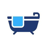 icono de silueta de baño. bañera con grifo y pictograma de color de toalla. icono de baño. ilustración vectorial aislada. vector