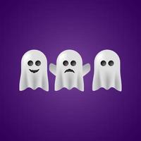 3d ghosts with different shapes vector