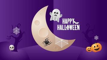 halloween scary background with half moon vector