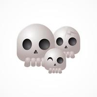 3d cute skulls with various expressions vector