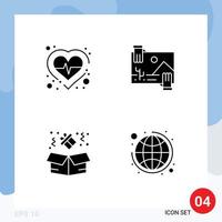 Mobile Interface Solid Glyph Set of Pictograms of health birthday check dividend gift Editable Vector Design Elements