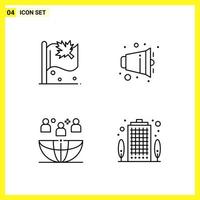 4 Icon Set Simple Line Symbols Outline Sign on White Background for Website Design Mobile Applications and Print Media Creative Black Icon vector background