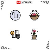 Set of 4 Commercial Filledline Flat Colors pack for sound dollor basket mouse decoration Editable Vector Design Elements