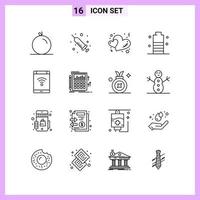 16 Icons in Line Style Outline Symbols on White Background Creative Vector Signs for Web mobile and Print Creative Black Icon vector background