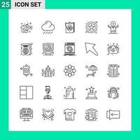 paquete de 25 iconos de estilo de línea establece símbolos de esquema para imprimir signos creativos aislados en fondo blanco 25 conjunto de iconos fondo de vector de icono negro creativo