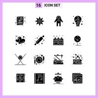 16 Icons in Solid Style Glyph Symbols on White Background Creative Vector Signs for Web mobile and Print Creative Black Icon vector background