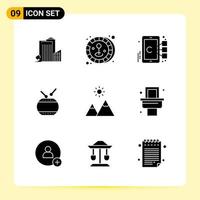 9 iconos creativos para el diseño moderno de sitios web y aplicaciones móviles receptivas 9 signos de símbolos de glifo sobre fondo blanco 9 paquete de iconos fondo de vector de icono negro creativo