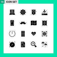 16 iconos creativos, signos y símbolos modernos de plantas lluviosas, hoja de internet, elementos de diseño vectorial editables web vector