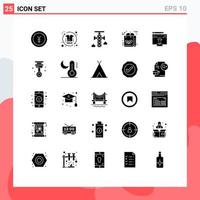 Pictogram Set of 25 Simple Solid Glyphs of recycle leaf process eco loudspeaker Editable Vector Design Elements