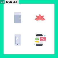 Set of 4 Vector Flat Icons on Grid for appliances phone home india mobile Editable Vector Design Elements