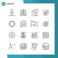 Vector Pack of 16 Outline Symbols Line Style Icon Set on White Background for Web and Mobile Creative Black Icon vector background