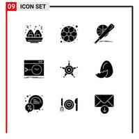 Pictogram Set of 9 Simple Solid Glyphs of police terminal ball software command Editable Vector Design Elements