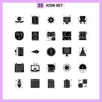 25 Icons in Solid Style Glyph Symbols on White Background Creative Vector Signs for Web mobile and Print Creative Black Icon vector background