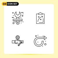 4 Creative Icons for Modern website design and responsive mobile apps 4 Outline Symbols Signs on White Background 4 Icon Pack Creative Black Icon vector background