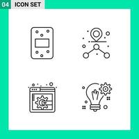 paquete de 4 iconos de estilo de línea establece símbolos de contorno para imprimir signos creativos aislados en fondo blanco 4 conjunto de iconos creativo fondo de vector de icono negro