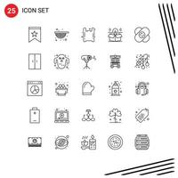 Pack of 25 Modern Lines Signs and Symbols for Web Print Media such as hospital solution gas idea package Editable Vector Design Elements