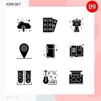 Vector Pack of 9 Icons in Solid Style Creative Glyph Pack isolated on White Background for Web and Mobile Creative Black Icon vector background