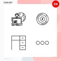 Vector Pack of 4 Icons in Line Style Creative Outline Pack isolated on White Background for Web and Mobile Creative Black Icon vector background