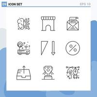 Set of 9 Vector Outlines on Grid for router device shop signal gdpr Editable Vector Design Elements