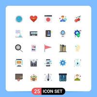 Editable Vector Line Pack of 25 Simple Flat Colors of right man like employee target Editable Vector Design Elements