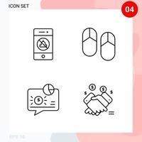 Vector Pack of 4 Icons in Line Style Creative Outline Pack isolated on White Background for Web and Mobile Creative Black Icon vector background