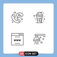 4 Creative Icons Modern Signs and Symbols of web site cold internet shower Editable Vector Design Elements