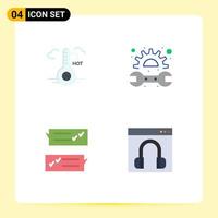 Group of 4 Flat Icons Signs and Symbols for temperature dialogue update repair speech bubble Editable Vector Design Elements