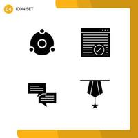 4 User Interface Solid Glyph Pack of modern Signs and Symbols of ion communication crypto currency online badge Editable Vector Design Elements