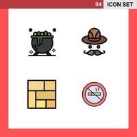 Modern Set of 4 Filledline Flat Colors and symbols such as cauldron nosmoking cap golden no Editable Vector Design Elements