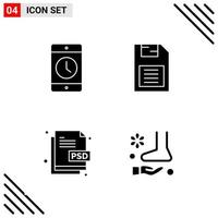 conjunto perfecto de píxeles de 4 iconos sólidos conjunto de iconos de glifo para el diseño de sitios web y la interfaz de aplicaciones móviles fondo de vector de icono negro creativo