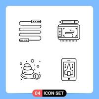 4 Line Black Icon Pack Outline Symbols for Mobile Apps isolated on white background 4 Icons Set Creative Black Icon vector background