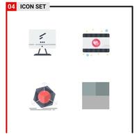 4 Creative Icons Modern Signs and Symbols of computer correction imac video object Editable Vector Design Elements
