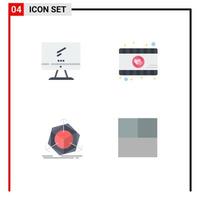 4 iconos creativos signos y símbolos modernos de corrección informática imac objeto de vídeo elementos de diseño vectorial editables vector