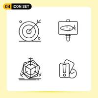 4 Creative Icons for Modern website design and responsive mobile apps 4 Outline Symbols Signs on White Background 4 Icon Pack Creative Black Icon vector background