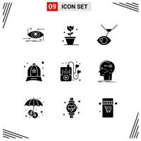 9 Icons Solid Style Grid Based Creative Glyph Symbols for Website Design Simple Solid Icon Signs Isolated on White Background 9 Icon Set Creative Black Icon vector background