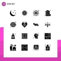 16 Universal Solid Glyphs Set for Web and Mobile Applications web time connections tasks checklist Editable Vector Design Elements