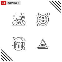 conjunto perfecto de píxeles de 4 iconos de línea. conjunto de iconos de esquema para el diseño de sitios web y la interfaz de aplicaciones móviles. vector