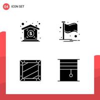 Pack of 4 Universal Glyph Icons for Print Media on White Background. vector