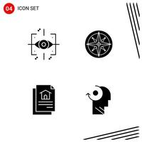 Collection of 4 Vector Icons in solid style. Pixle Perfect Glyph Symbols for Web and Mobile. Solid Icon Signs on White Background. 4 Icons.