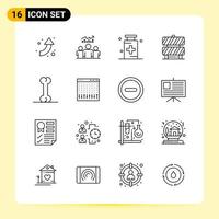 16 Creative Icons for Modern website design and responsive mobile apps. 16 Outline Symbols Signs on White Background. 16 Icon Pack. vector