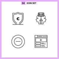 4 Icons in Line Style. Outline Symbols on White Background. Creative Vector Signs for Web mobile and Print.